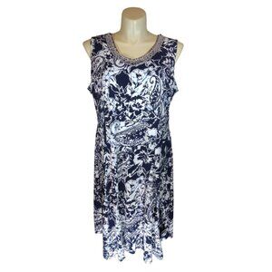 Women Black/White/Navy Beaded Dress
